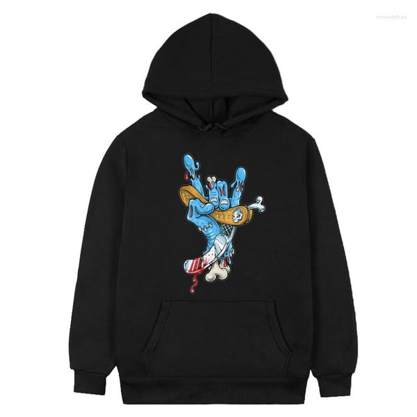 Felpe con cappuccio da uomo Interessanti gesti delle mani Personalizzato Confortevole Cartone animato Unisex Lettere Coppia Manga Cool Felpa Top Coppia creativa Carino