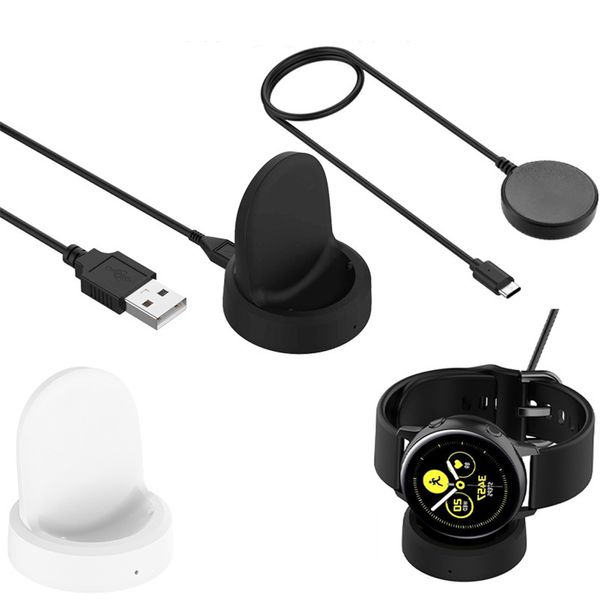 Adaptador de carregadores rápidos Stand Cabo de carregador magnético rápido para Samsung Watch Charging Dock Suport 1m 3ft portas USB ou Tipo C para Galaxy 3 4 Classic 5 Active 1 Active 2