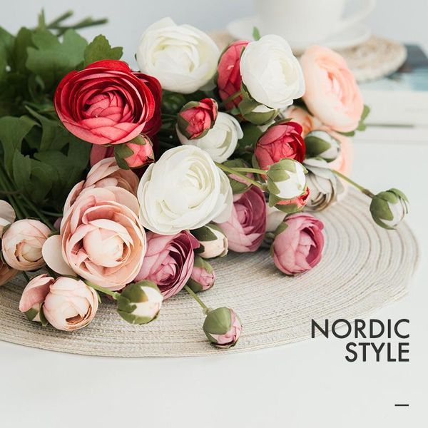 Ghirlande di fiori decorativi Nordic Artificiale Singola Diana Peonia Seta Floreale Plastica Fiore finto Bouquet da sposa Decorazione domestica Compleanno G