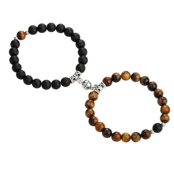 Perlen 2 Teile/satz Magnetische Anziehungskugel Kreative Armbänder Paar Perlenarmband Tigerauge Stein Freundschaft Schmuck Geschenk Drop Liefern Dhl04