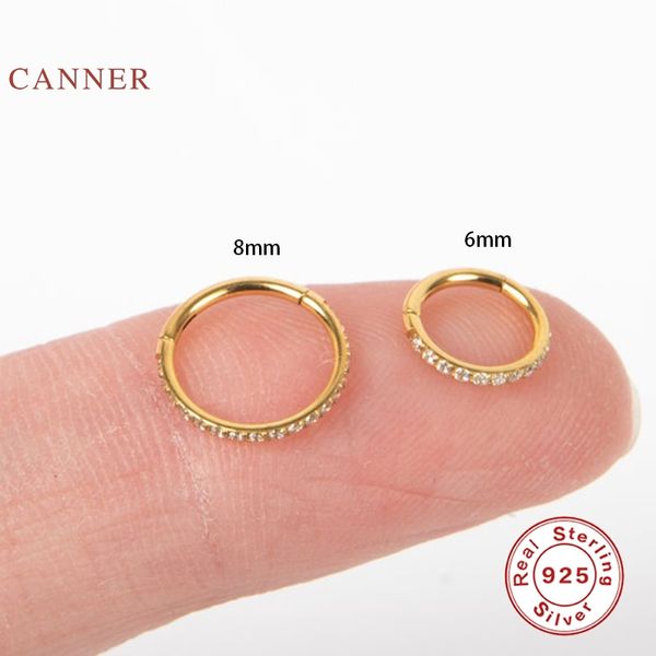 CANNER 1PC Orecchini Per Le Donne Reale Dell'argento Sterlina 925 Micro-Intarsiato Zircone Nasale Anello Cartilagine Piercing Orecchini Della Vite Prigioniera Dei Monili