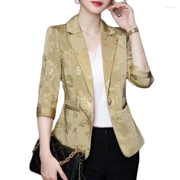 Abiti da donna Stampa Blazer Giacca sottile da donna primavera ed estate Cappotto da lavoro da donna con maniche a tre quarti Abito da donna Slim Top Fashion