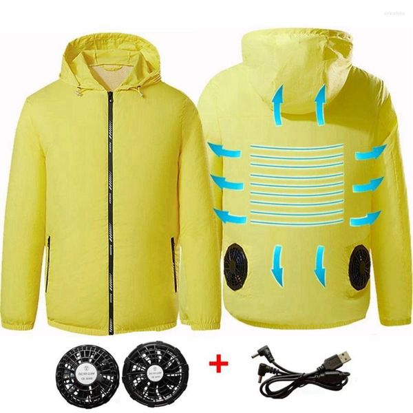 Giacche da uomo 2023 Uomo Outdoor Summer USB Electric Fan Cooling Jacket Cool Ice Air Conditioning Abbigliamento