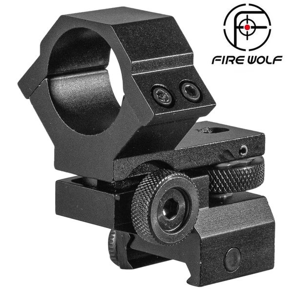 Fire Wolf 25.4mm Yüzük Taktik Lazer Görüşü El Feneri Tüfek Kapsamı Düşük Montaj 20mm Rail Sistemi için Ayarlanabilir Yükseklik Windage