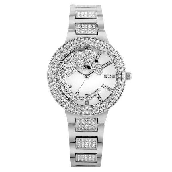 Avanadores de pulseira de relógios de quartzo elegante feminino Banda de liga de liga premium com fivela criativa Crocodilo incrustado de diamante Pattern Watch