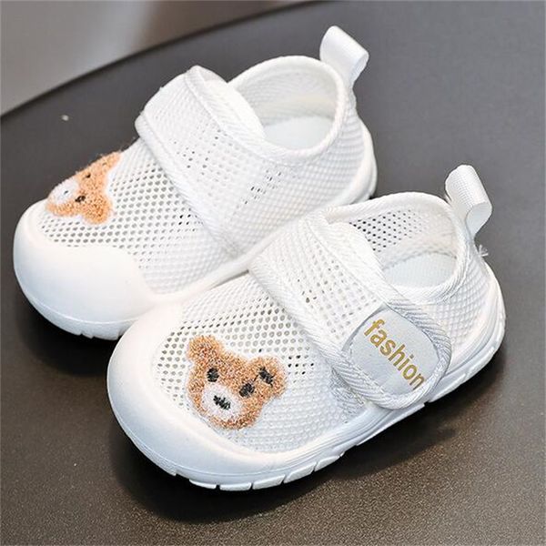 Primeiros caminhantes urso bebê meninos meninas sandálias moda respirável malha crianças sapatos macio berço criança infantil anti deslizamento tênis