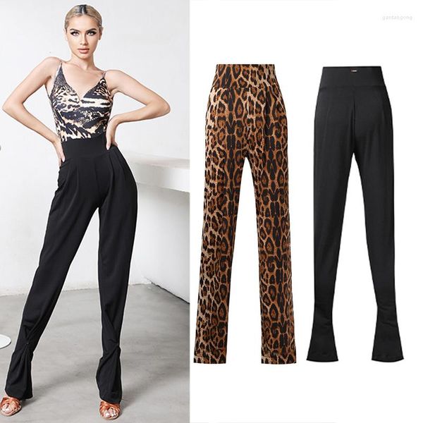 Stage Wear Pantaloni a vita alta Leggings a gambe larghe Donna Latin Dance Adult Female Modern Performance SL5125