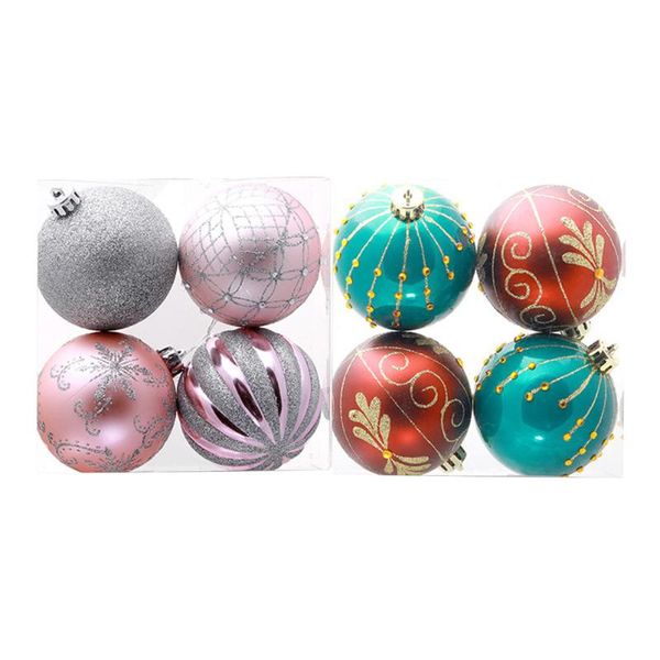 Decoração de festa 8pcs 8cm de Natal Bolas penduradas de Natal Decoração de parede de pintura de natal (prata vermelha e verde e)