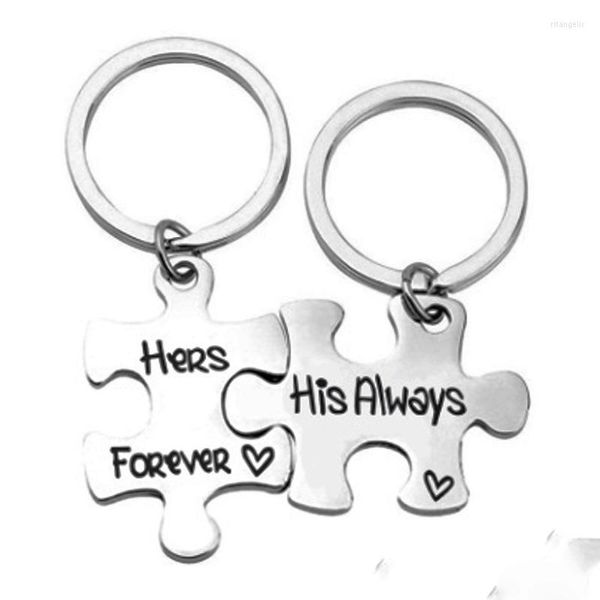 Portachiavi Fashion Keychain (Forever Love To You) Puzzle Portachiavi Lovers Friend Statement Car Ring Marito Moglie Coppie Regalo