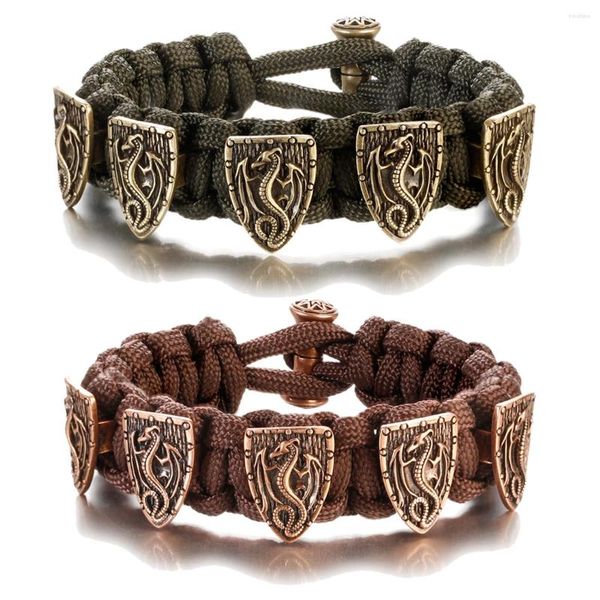 Bracelets de charme nórdicos corda grossa de corda grossa homens antigos vikings acessórios paracord banglles homme feitiços artesanais