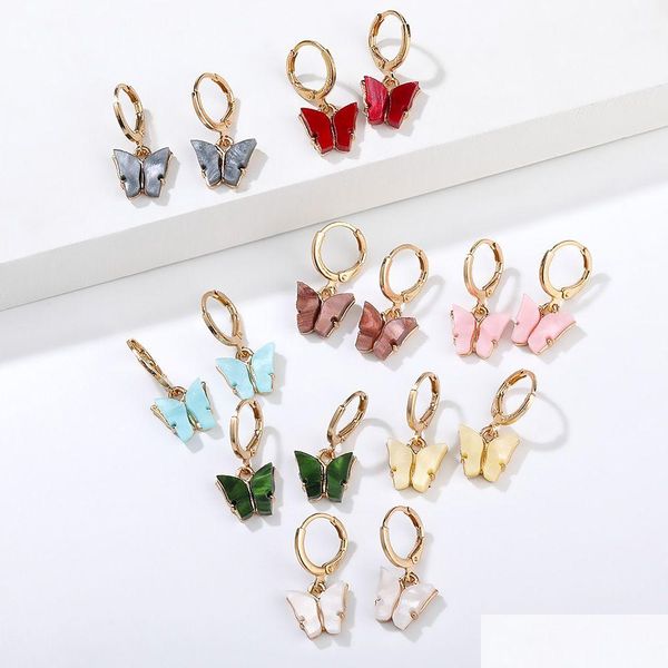 Hoop Huggie Schmetterling Ohrringe Glänzende Kristall Street Style Drop Koreanische Mode Baumeln Schmuck Für Frauen Geschenke Lieferung Dhzxb