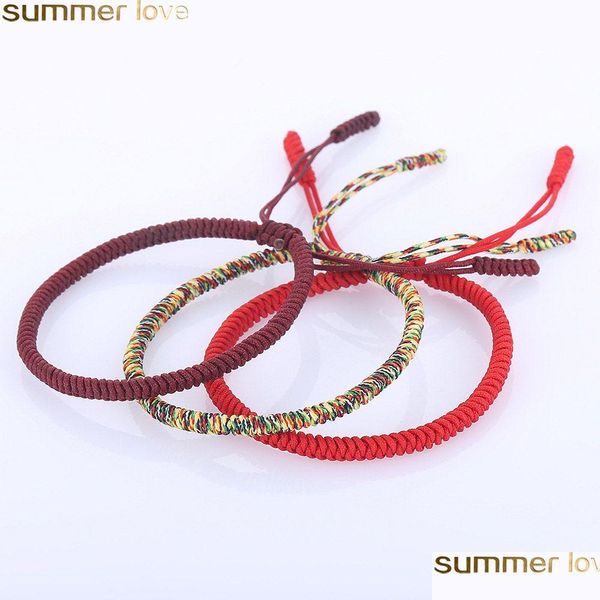 Bracelets de charme, corda vermelha de corda vermelha tibetana Budista Love Love Nots Terceneiros para homens Acessórios para homens Jóias