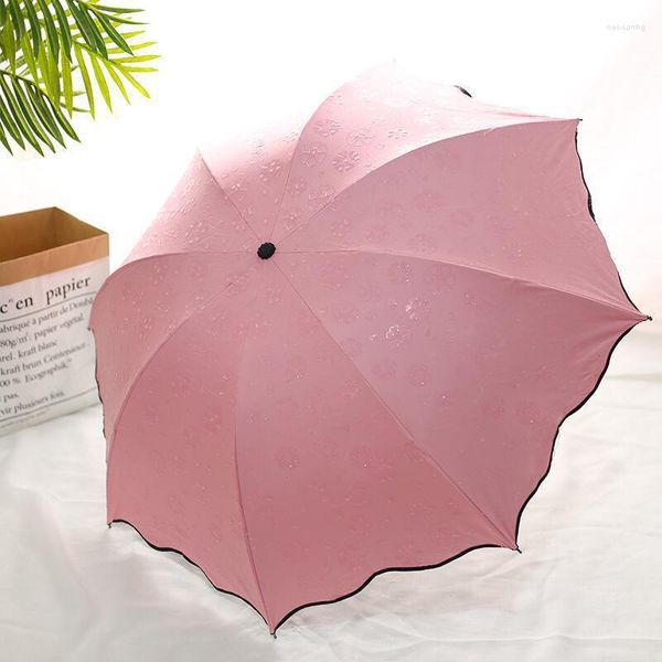 Regenschirme Kreativer Wasserblütenschirm Sonnenschein Regen Dual-Use-dreifach gefalteter 8-Knochen-Sonnenschutz UV-Schutz Sonne für Frauen