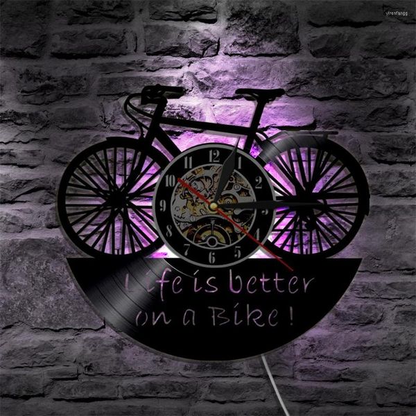 Relógios de parede Motocicletas de motocicletas Moteiras Moteiras Vida de decoração de casa é melhor em um ciclista de bicicleta de relógio retrô de bicicleta