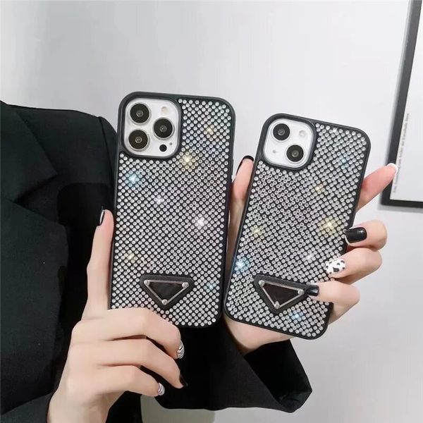 Luxus-Dreieck-P-Handyhüllen für iPhone 14plus 14pro 13 13pro 12 Pro Max 11 Klare glitzernde Rheinsteinhülle Bling Shiney Mobile Cover