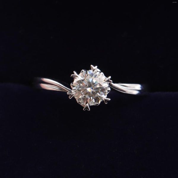 Cluster-Ringe, 925er-Sterlingsilber, Moissanit-Ring, 1 Karat, IJ-Farbdiamant, Schmuck, Schneeflocken-Stil, Jahrestag