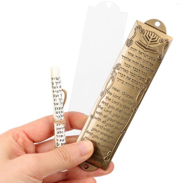 Tenda Mens Gift Religioso Holy Scroll Mezuzah Ornamento Judaica Decorazioni 13x3.3cm House Metallo Simboli ebraici Preghiera cattolica Uomo