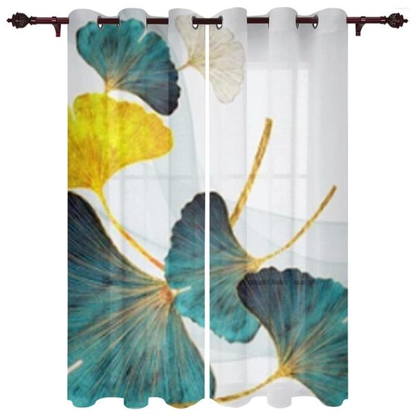 Vorhang Schöne Ginkgoblätter Luxusvorhänge Wohnzimmer Schlafzimmer Fenster Volant für Küche Home Decor