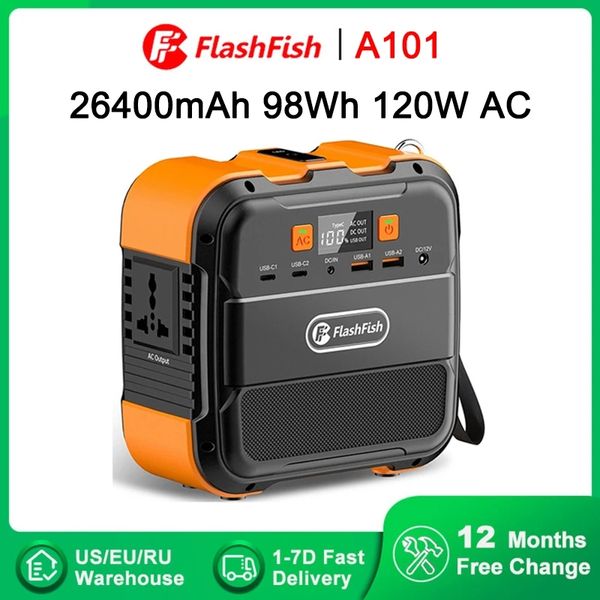 Flashfish A101 120 W 200–240 V 26400 mAh tragbares Kraftwerk, leistungsstarker Backup-Solargenerator für Outdoor-Camping, Heim-Blackout