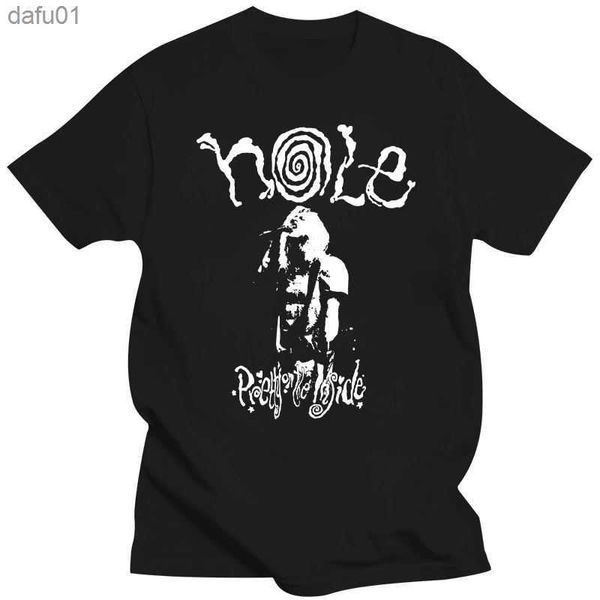 T-shirts masculinos Courtney Love Hole Hole Cotton Black Men camise