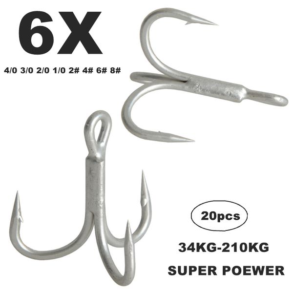 Ganchos de pesca 20pcs 6x Super nítido redondo gancho de alto carbono teste máximo de aço de carbono