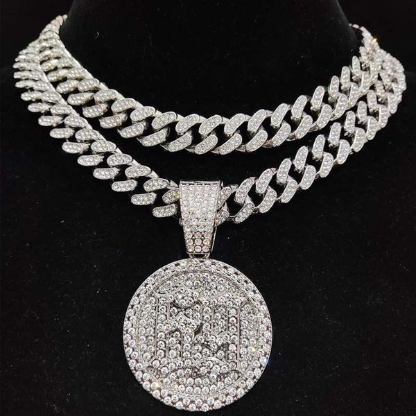 Homens Mulheres Hip Hop Número 69 Colar de pingente com Chain Cristal de Cristal de 13 mm Iced Out Bling Hiphop Colares