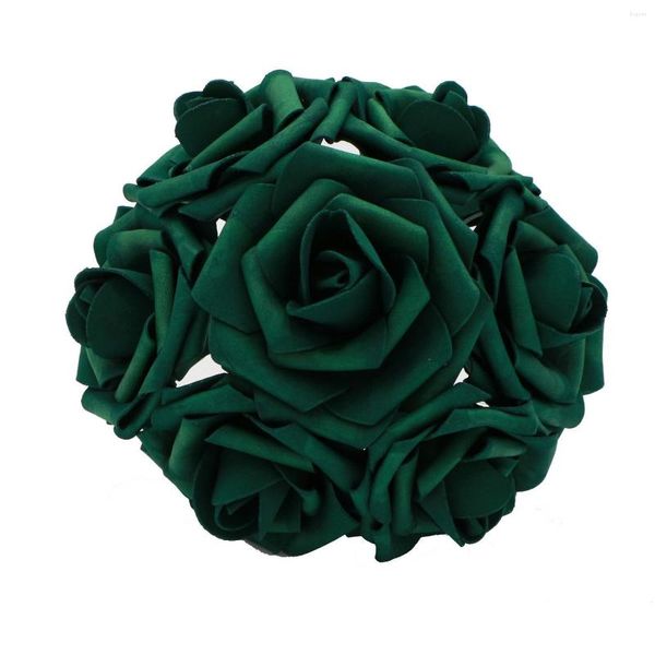 Confezione regalo Fiori verde smeraldo Rosa artificiale 8 cm 100 pezzi per bouquet da sposa Decorazione per ricevimento di nozze LNRS004