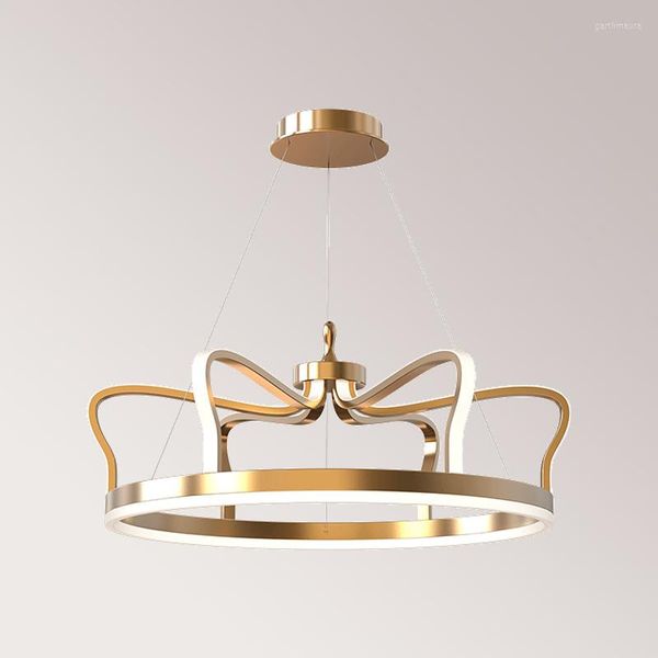 Люстры Creative Crown Led 68W 92W Современное скандинавское золотое освещение подвесные светильники для детской гостиной