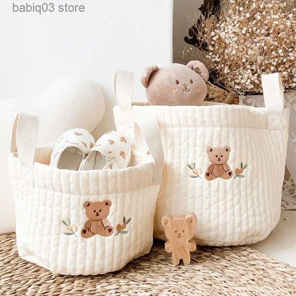 Сумки для подгузников Ins Baby Bags Симпатичная вышиваемая сумка для подгузники Caddy Cart Cart Mummy Mammy Batch для новорожденных для новорожденных игрушек Toys Toys T230526