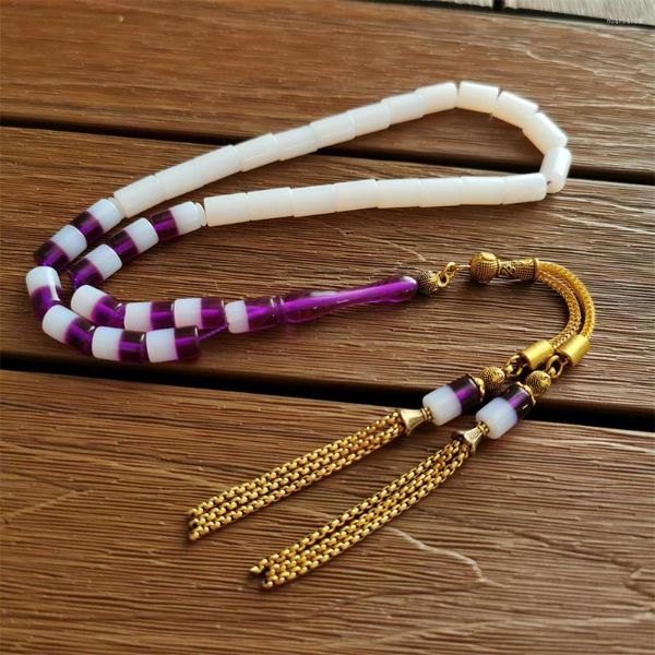 Strand Rosário Árabe Rosário Resina Tasbih 7 11mm 33 Tesbih Tassel Tassel Misbaha Pedras de oração muçulmana Eid Presente Islâmico