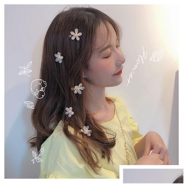 Haarspangen Haarspangen Koreanische Modeaccessoires Niedliche Haarspange Blume Imitation Perlen Clip Kawaii Haarnadel Floral Kristall Haarspange Dhpcb