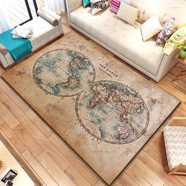 Tappeti Mappa di navigazione retrò Modello Tappeto quadrato decorativo Casa moderna Soggiorno Pavimento Camera da letto opaca Tappeto Art Poster Tappetino Fans Regalo