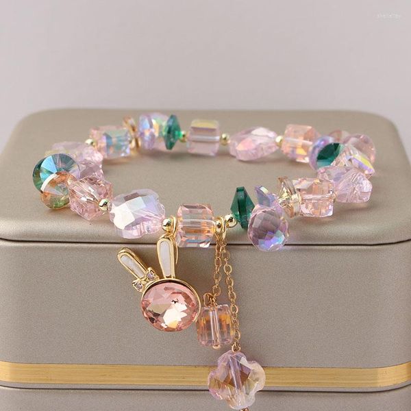 Braccialetti con ciondoli Braccialetto di temperamento per shopping da viaggio in stile coreano per le donne Regalo di gioielli lucidi magici di cristallo Fidanzate