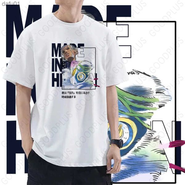 T-shirt da uomo Enrico Pucci T-shirt anime JoJos Bizarre Adventure Manga Stampa grafica Oversize Uomo manica corta Tee Donna Top Abbigliamento estivo L230520