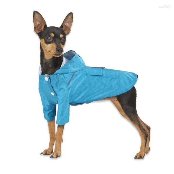 Hundebekleidung, reflektierendes Band, großer Regenmantel, Hundemantel mit Kapuze, wasserdichter Regenoverall für mittelgroße und kleine Welpenjacke