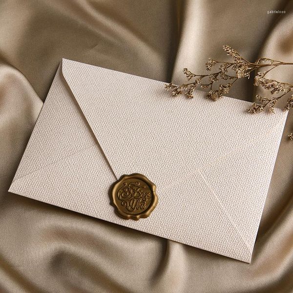 Confezione regalo 5 pezzi Buste di lino vintage Cartolina fai-da-te Copertina della carta dell'invito di nozze Cancelleria coreana Forniture per ufficio
