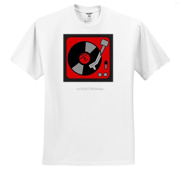 Camisetas masculinas Florane cinquenta-Red Red and Black Record Player Camisetas T-shirt Adult Large (TS_38103_3)