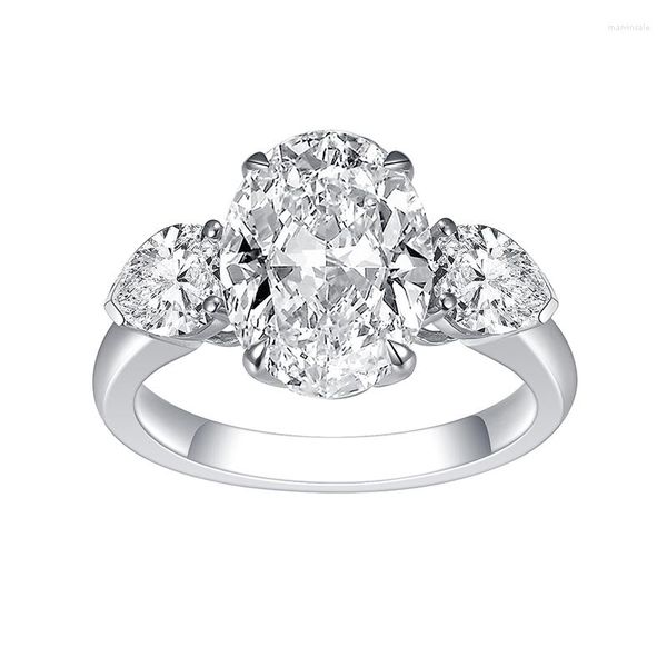 Anelli a grappolo Fashion Design Anello di fidanzamento Oro 18 carati Diamante coltivato in laboratorio a taglio ovale da 3 carati