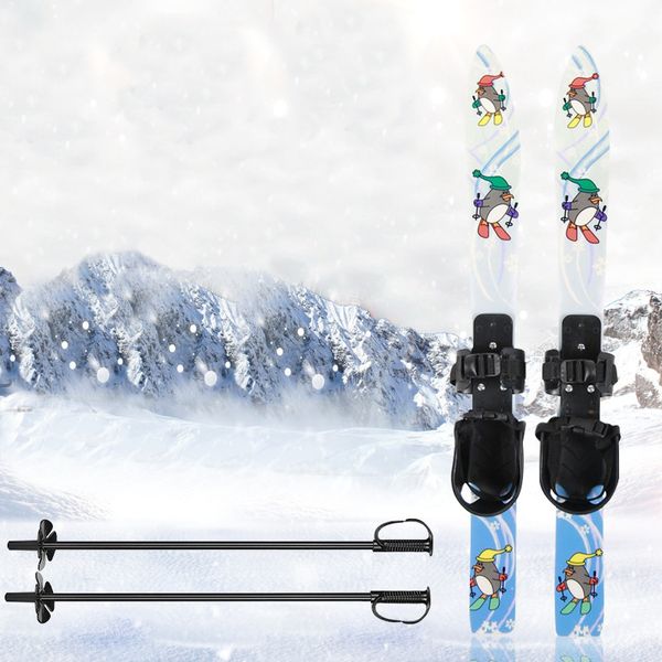 Crianças jovens set ski skard skiing snowboard encaderções com pólo de esqui