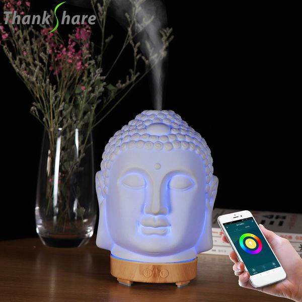 Diffusori di oli essenziali Controllo Wi-Fi Umidificatore Aroma Diffusore di oli essenziali 7 colori LED Night Light Cool Buddha Mist Maker Aromaterapia per la casa 230525