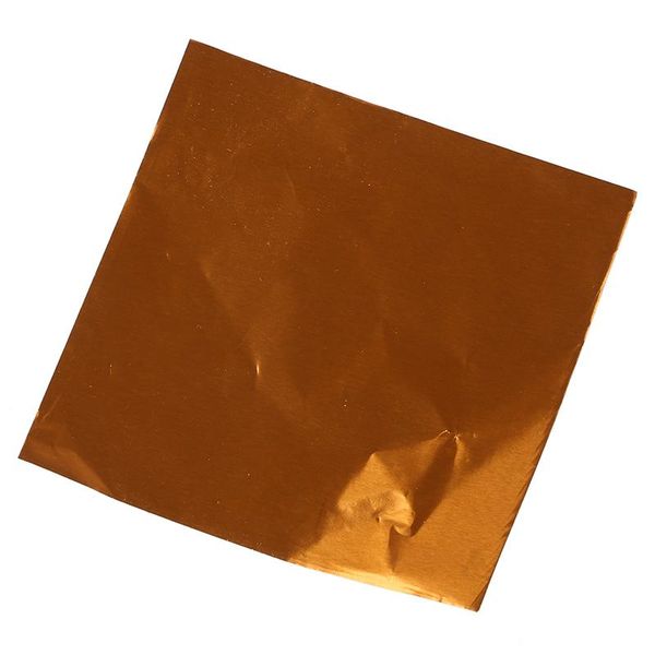 Geschenkpapier, süß, 100 Stück, für Süßigkeiten, Süßigkeiten, Verpackung, Folienpapier, Schokoladen-Lolly-Verpackungen, quadratisch (orange)