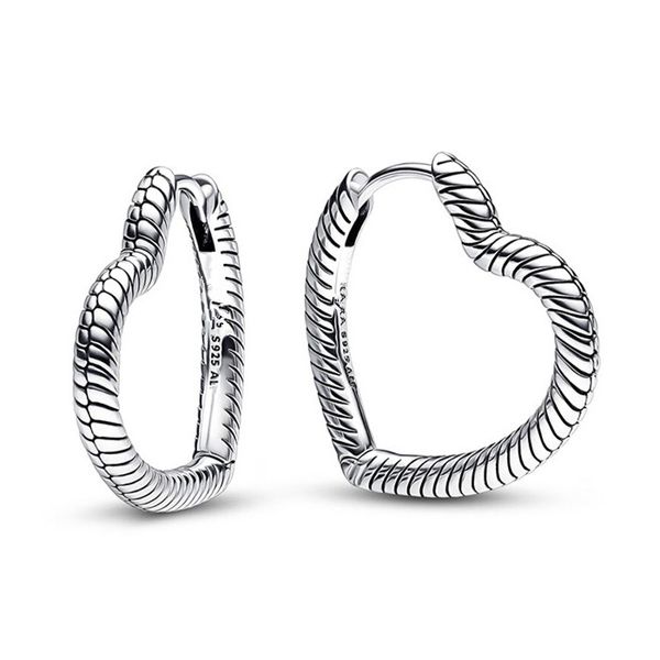 Autentici orecchini a cerchio con ciondolo a forma di cuore scintillante in argento sterling 925 per gioielli di moda regalo di nozze da donna