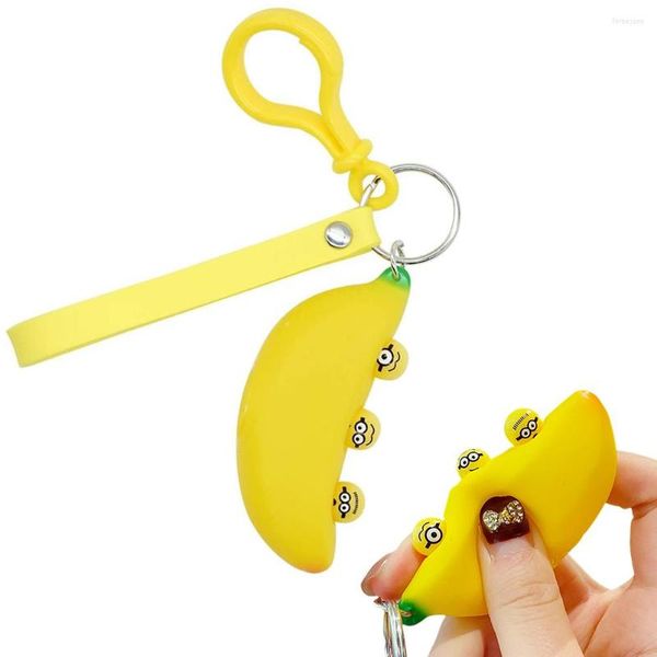 Chaves 1 PCs Banana Keychain Acessórios para anel de anel de simulação Squeeze Toy Stress Relief Novelty Toys S