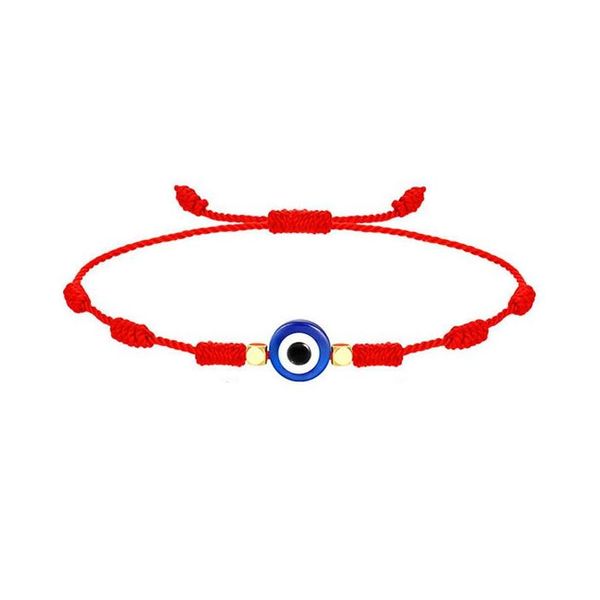 Boncuklu Ayarlanabilir Mavi Göz Kırmızı Halat Bilezikleri El Yapımı Örgülü Şanslı String Cazibe Bileziği Kadınlar Moda Dostluk Takı Dhrqz