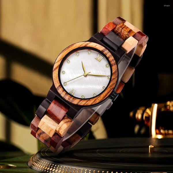 Orologi da polso Orologio da donna in legno Naturale Tutti gli orologi da polso Top Quartz Ladies Dress Bracciale in legno Bel regalo