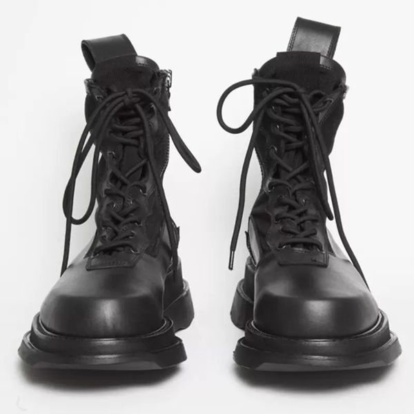 Zip Uomo Stivali da moto Moda Uomo Stivali di sicurezza Punta quadrata Designer maschile Botas