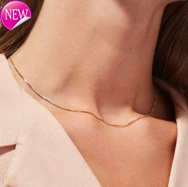 Gioielli delicati da donna Girocollo placcato oro 18 carati Collana a catena in acciaio inossidabile con perline quadrate minuscole per accessori