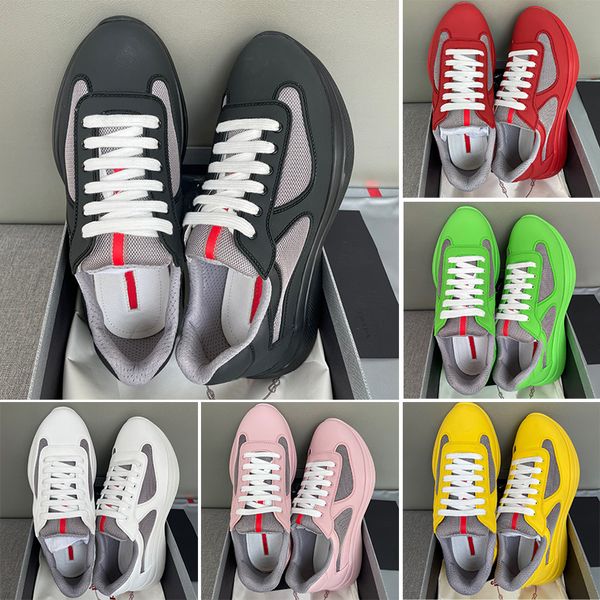 Americas Cup Herren-Sneaker, Luxus-Designer, atmungsaktives Mesh, weiches Gummi, Fahrrad-Sneaker, technischer Stoff, Kalbsleder, lässig, für Spaziergänge, Blau, Schwarz, Weiß, EU38–45