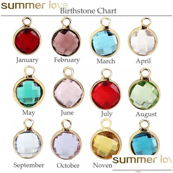 Charms 12 PCs Colorf Crystal Birthstone para Jóias de pulseira de colar Fazendo miçangas de artesanato flutuantes charme acessórios DIY Drop del Dhshw