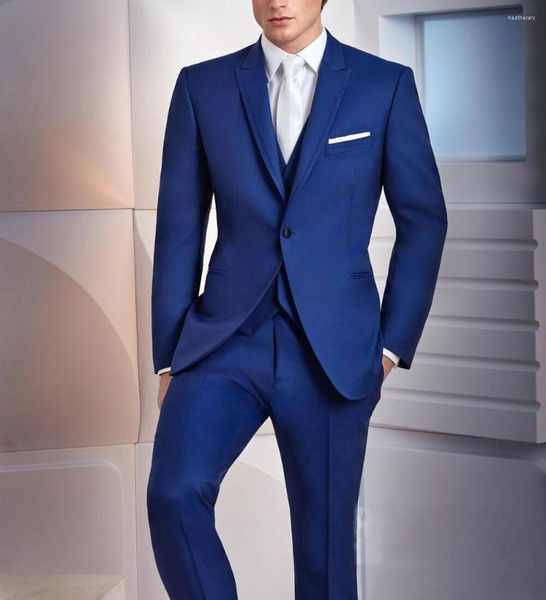 Ternos masculinos 2023 azul benndsome Men Business Formal Business Custom Made 3 PCs Hotorizando Tuxedos Jaqueta de Jaqueta Pants Traje Hombre